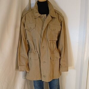 Stunning NWOT BLUE Tan Safari Jacket/coat .